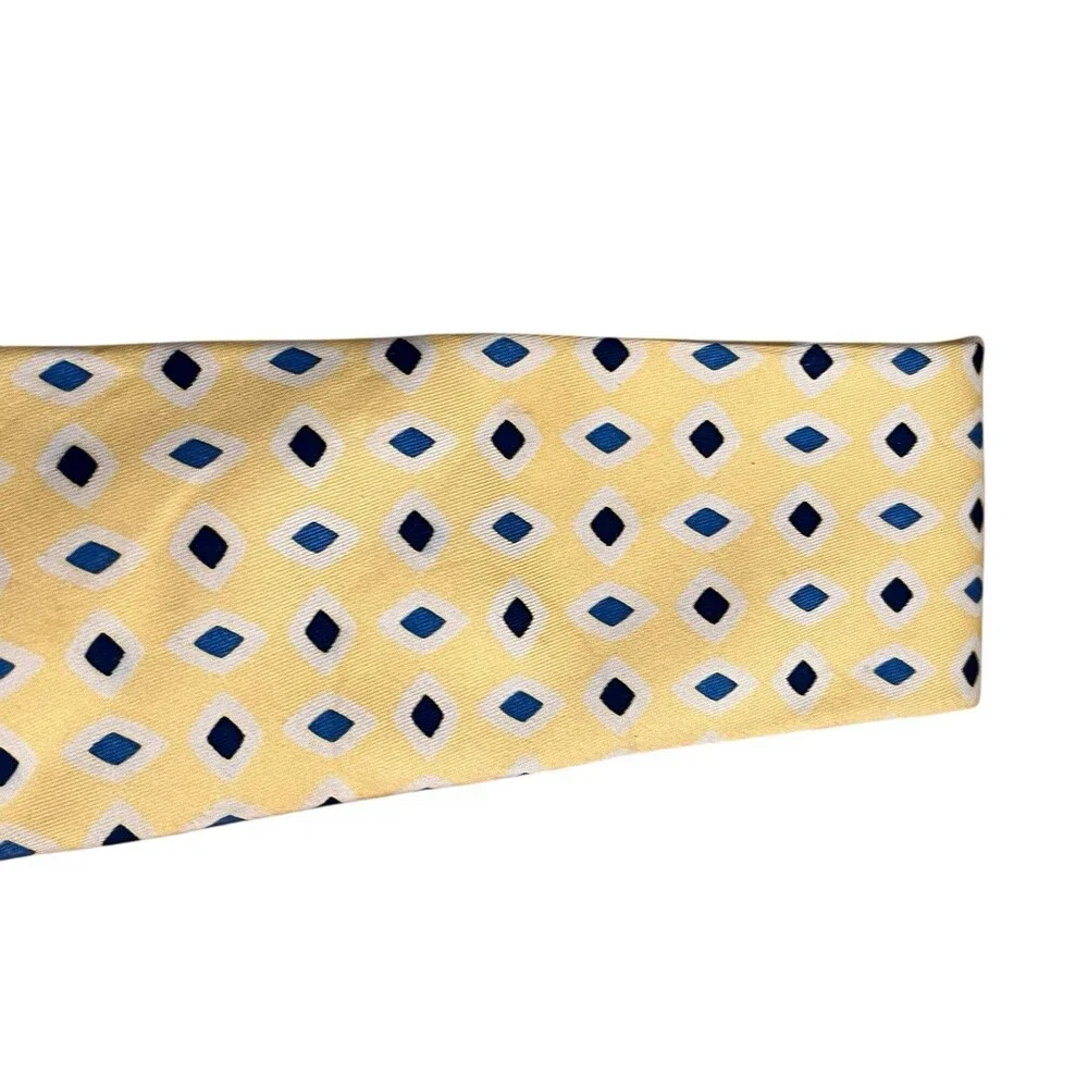 Turnbow Asser to Honor the Prince of Wales Shirtmaker Tie Yellow Blue Diamonds